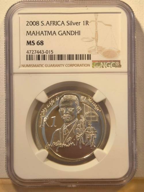 !!!!!!!! R1 START !!!!!!! 2008 R1 - MAHATMA GHANDI - MS68 BY NGC